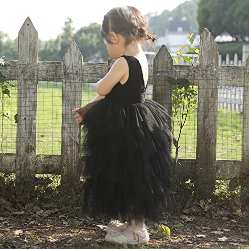 Cilucu Baby Girls Maxi Dress Tutu Sleeveless Flower Girls Dresses V-Back A-Lined3