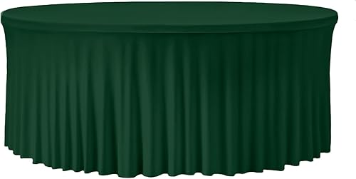 Miniatura 129 de Mantel redondo de 60 pulgadas blanco con borde elástico – Mantel ajustado sin arrugas y lavable para mesa redonda de 5 pies, mantel reutilizable