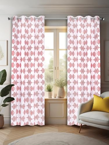 Image of Printed 2 Piece Polyester Eyelets Blackout Opaque Curtains with Tie Back, for Bedroom and Living Room (Door (7 Feet), Regal)