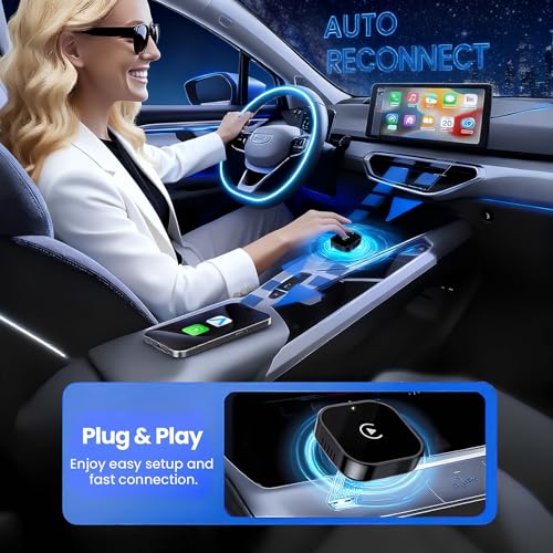 image for Yizro Wireless CarPlay Adapter for Apple iPhone & Android, 2-in-1 Adap