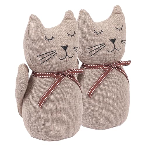 Nicola Spring Jasper the Cat Door Stops - 16 x 25cm - Grey - Pack of 2 - Indoor Vintage Interior Decorative Weighted Door Stopper Animal Doorstop for Home, Office Doors