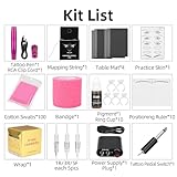 ATOMUS Rose Red Permanent Eyebrow Tattoo Machine Set Eyebrow Tattoo Pen Kit with 15pcs Needles Mapping String Pigment for Eyebrow Lip Eyeliner Tattoo Micro-blading - Image 8