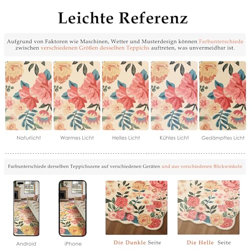 HUGEAR Läufer Flur Teppich 60x240cm Beige Waschbar Teppichläufer Runner – Ansicht 2