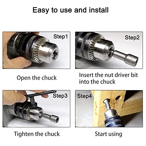 Eyech 10Pcs Power Nut Driver Set 1/4” Hex Shank Magnetic Quick Change Socket Nut Impact Driver Adapter Imperial |65Mm Length #TOP3
