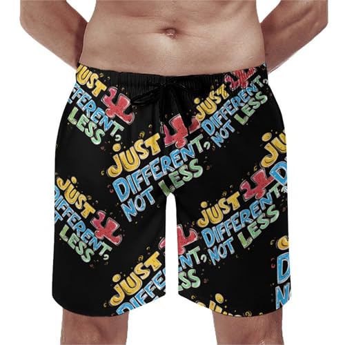 Autism Awareness Just Different Not Less Men's Swim Trunks Board Shorts Beachshorts Swimsuits with Pockets Mesh Liner