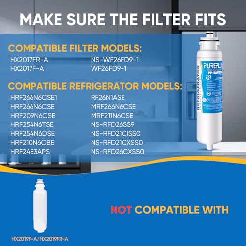 Image of PUREPLUS HX2017FR-A Repleacement for NS-WF26FD9-1, Compatible with Hisense HRF266N6CSE1, HRF266N6CSE, HRF209N6CSE, HRF254N6TSE, Insignia NS-RFD26SS9, NS-RFD21CISS0 Refrigerator Water Filter, 1PACK