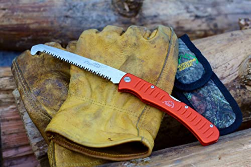 Outdoor Edge 4.5" Flip N' Zip Saw - Lightweight Folding Aluminum Handle Outdoor-Hunting Saw with 65Mn Spring Steel Blade and Triple Ground Teeth for Bone and Wood with Nylon Sheath