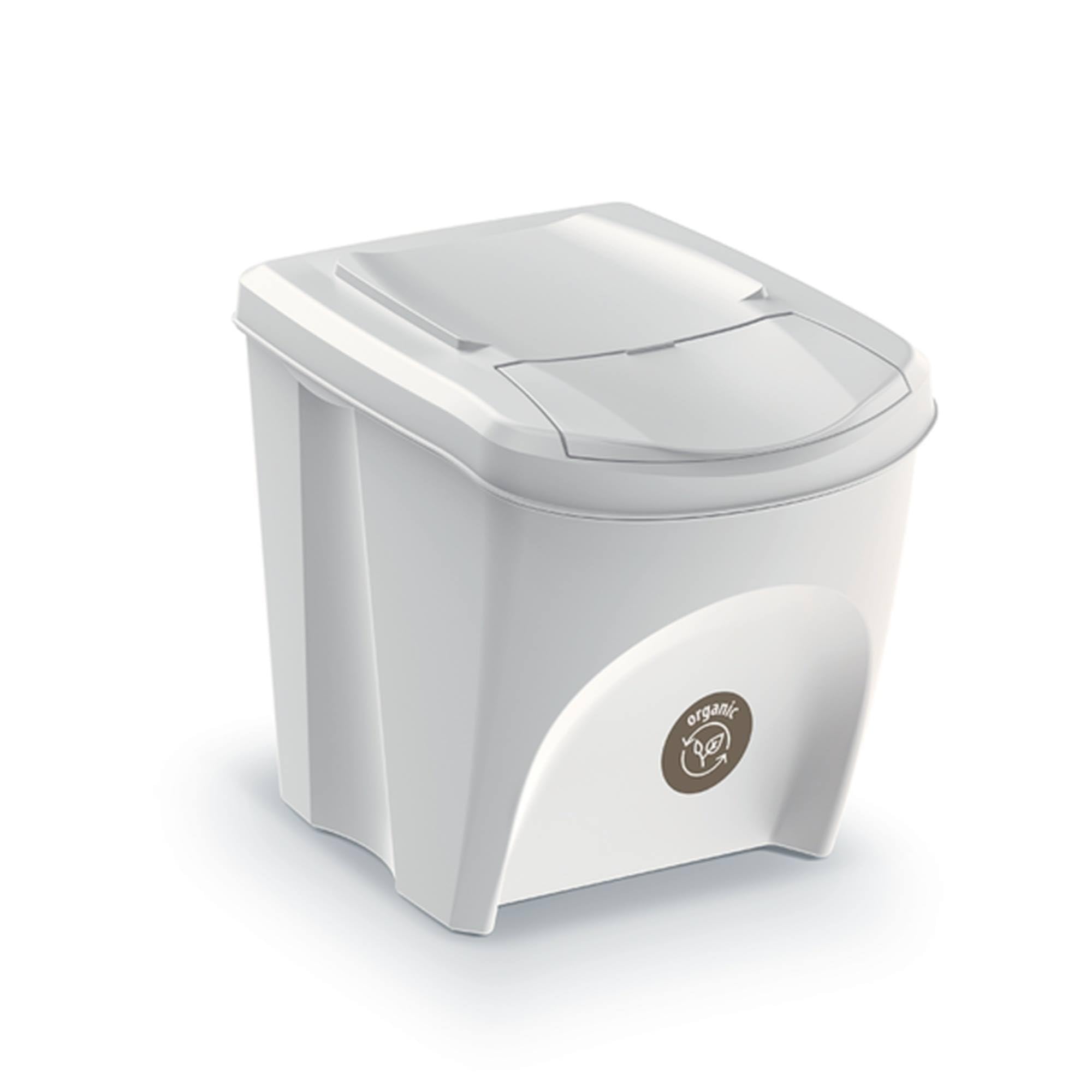 Set de 3 cubos de basura-papelera reciclaje, blanco roto, 3x 25L