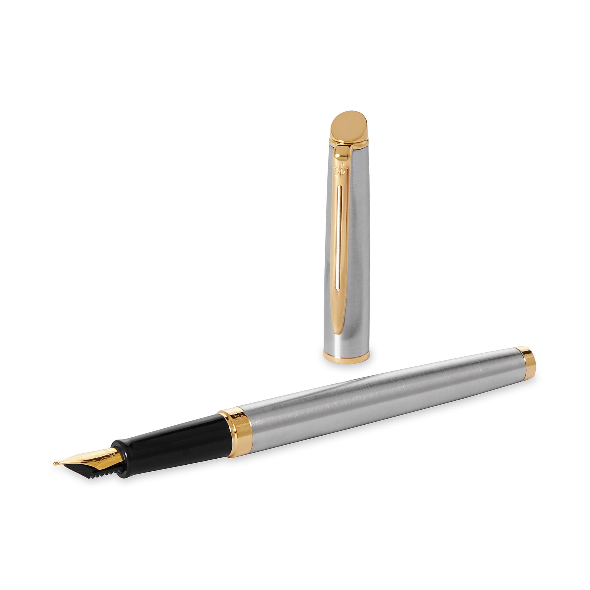 Waterman Hémisphère - Set di penne stilografiche e penne a sfera con incisione, personalizzabili come regalo per compleanni, anniversari e regali di Natale (Stainless Steel G.T)