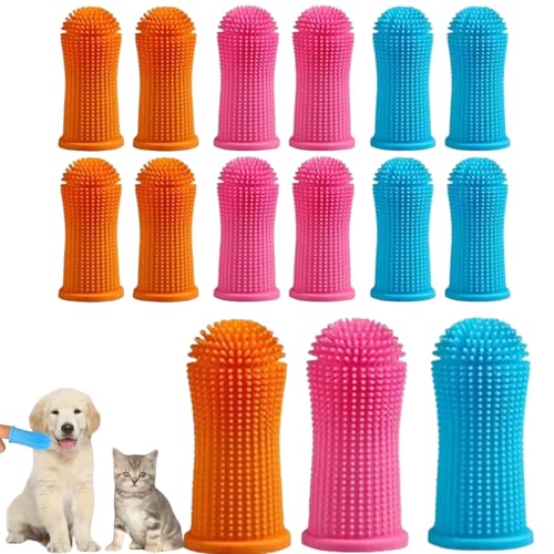 15Pcs Dog Toothbrush, 360º Pets Teeth Cleaning Toothbrush, for Dogs and Cats Dental Care