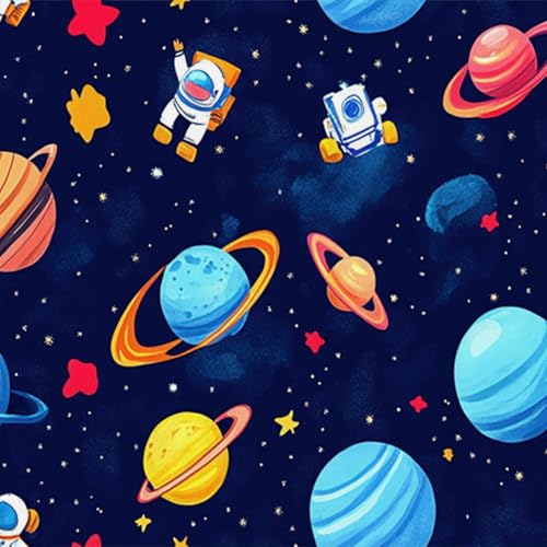 HOMETITUTE Cartoon Galaxy Astronaut Planets Wallpaper Peel and Stick Contact Paper Wall Paper Stick 17.7" x 118.1" Self Adhesive Removable Vinyl Wall Covering Bedroom Kitchen Home Decor by HOMETITUTE - Image 4