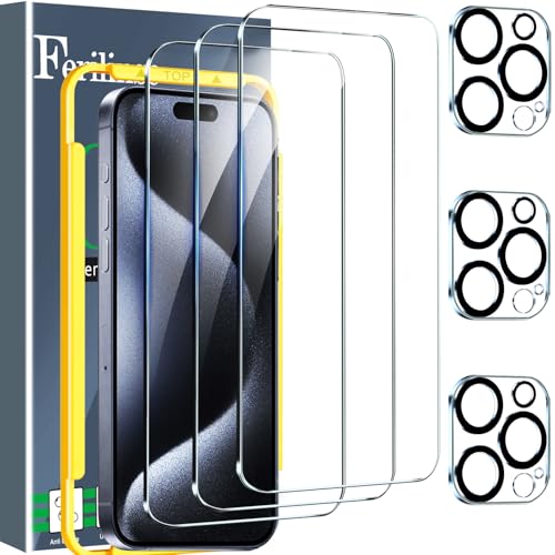 Image of Ferilinso 3 Pack Screen Protector for iPhone 15 Pro Max, Tempered Glass