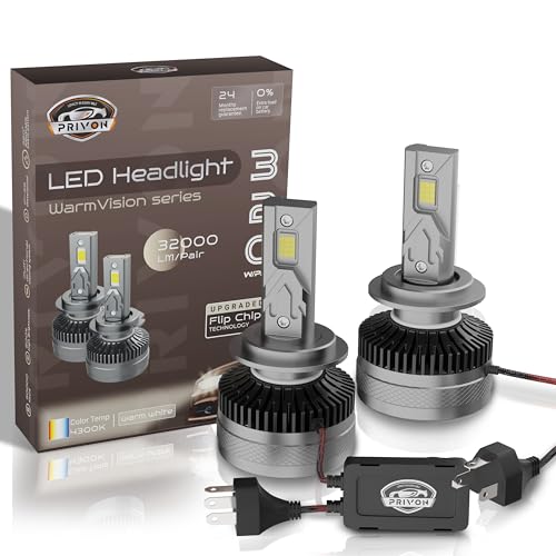 Image of PRIVON 320W Warm White H4 LED Headlight for Car - 32000LM 4300K, 2 years Replacement Guarantee, Plug & Play, Error-free CANBUS, IP 68 waterproof - pack of 2 (160W each bulb, H4 /H19)
