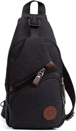 Unisex Kanvas Çapraz Askılı Omuz ve Göğüs Çantası Siyah Body Bag