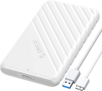 ORICO 2.5 بوصة الخارجية القرص الصلب الضميمة USB 3.0 إلى SATA III لمدة 7 مم و 9.5 مم SATA HDD SSD أداة مجانية [دعم UASP] أبيض 25 PW1-U3