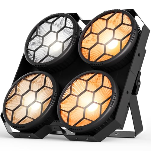 4 x 100W COB LED Stage Lights, 2 in 1 Warm/Cool White Par Can Retro Pixel Control Light, DMX/Master-Slave/Sound Activated Spotlights for Church Events Party Wedding Club Studio 1Pack