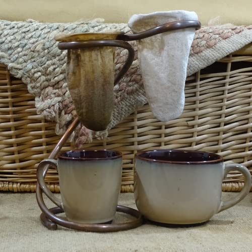 Coffee Sock Pour Over Drip Station, Costa Rican Coffee Maker, Handmade Copper Chorreador DeCafé For 2, Unique Bolista… - Image 8