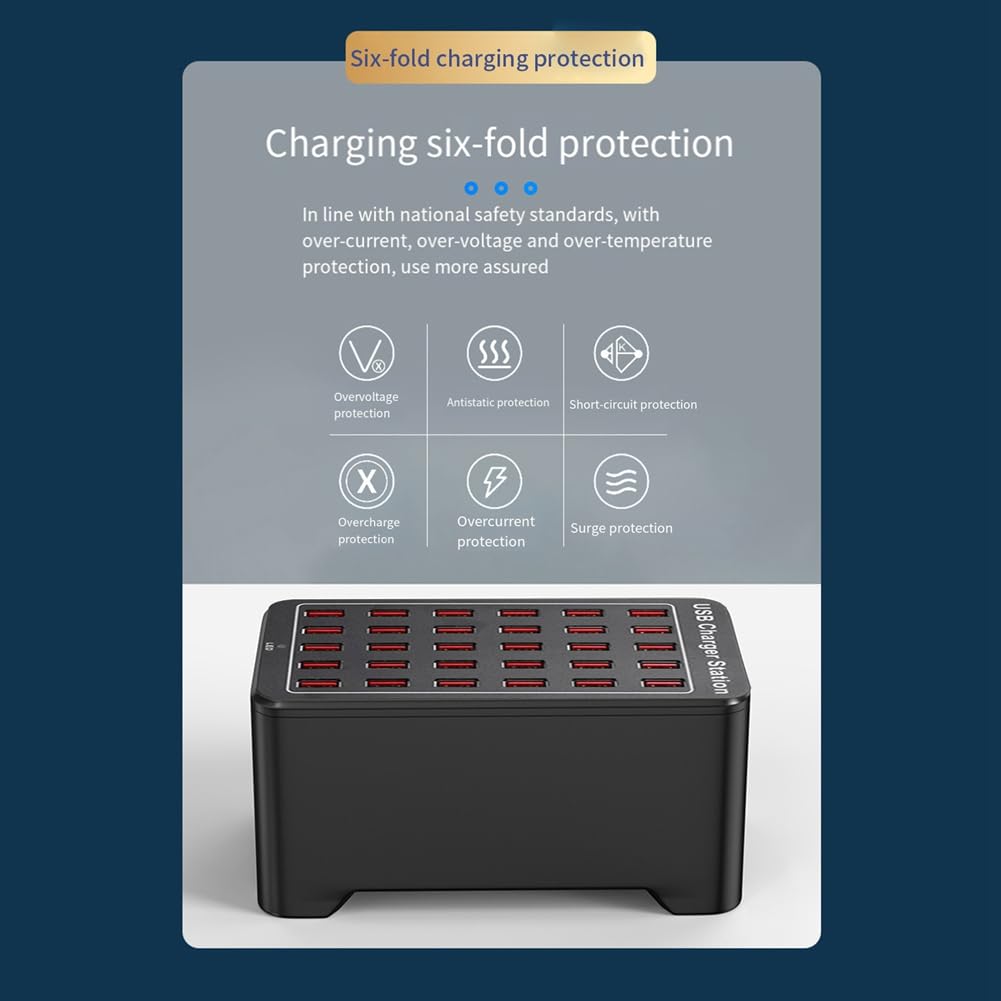 Caricatore USB 30 Porte HUB 150W Stazione di Ricarica Rapida da Tavolo Universale da Parete per Adattatore di Alimentazione per Telefono Cellulare Spina UE