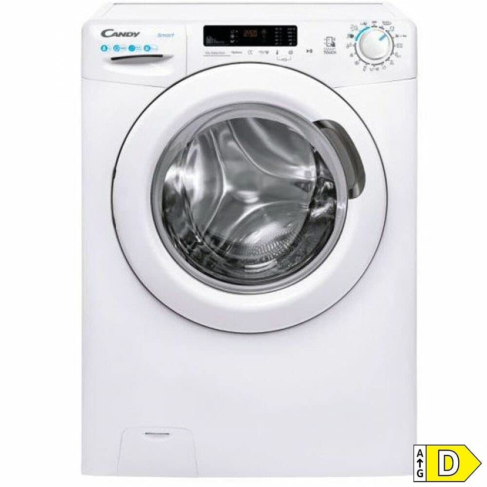 Candy Smart CS 1482DE/1-S, Lavadora 8 KG, 1400 RPM, Tecnología NFC, Asistente de Voz, 15 Ciclos, 5 Rápidos, Ciclo Higiene+, Planchado Fácil, Inicio Diferido 24H, Detector de KG, 79 DB, Clase D, Blanco
