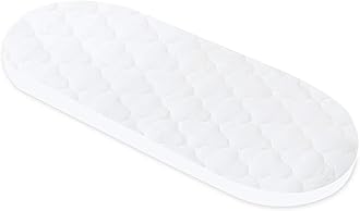 Moses Basket Mattress Protector - Waterproof Pram Mattress protector (77x30cm), Quilted Mattress Cover (COVER ONLY), Ultra Soft, White