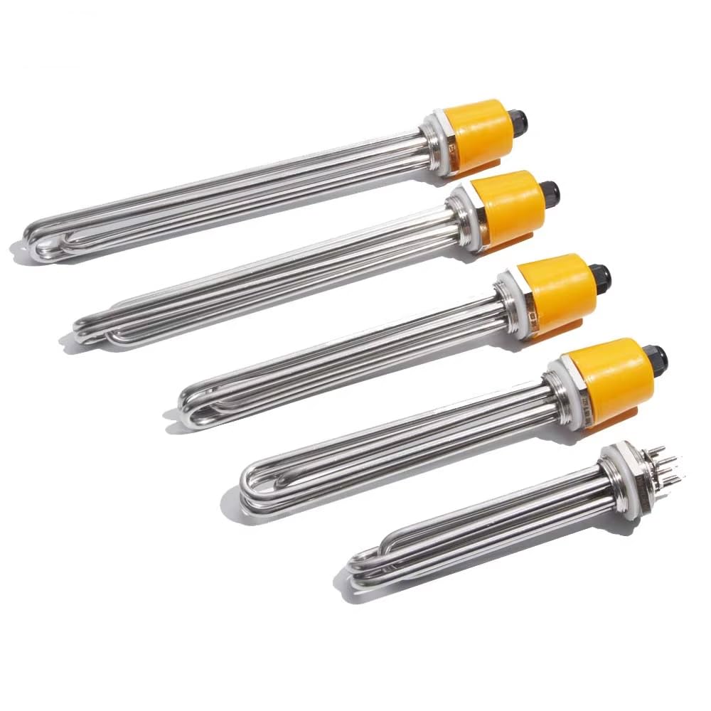 DN40 Heizstab 12000W 380V Dreiphasig, 1,5 Zoll Heizelement BSP-Gewinde Messingflansch, Heizelement Edelstahl mit Kunststoffabdeckung Silikonring