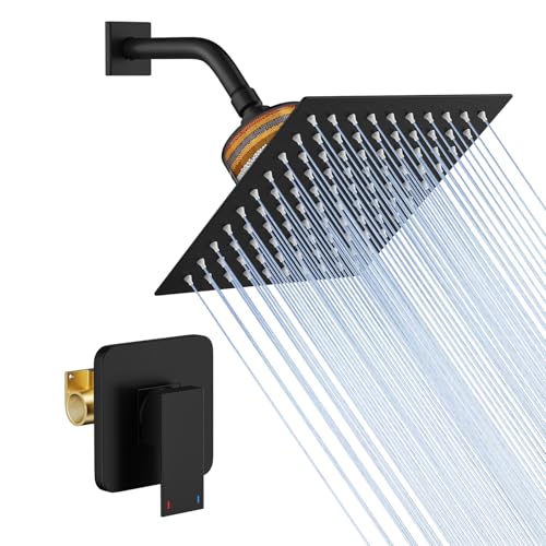 RUMOSE Shower Faucet Set Matte Black Rain Shower Head and Handle Set by RUMOSE - Used condition - US$46.63