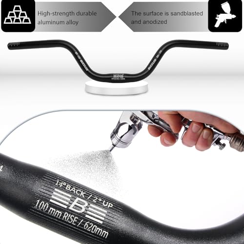image for BUCKLOS Mountain Bike Handlebars 25.4mm - 20/100mm Rise MTB Aluminum A
