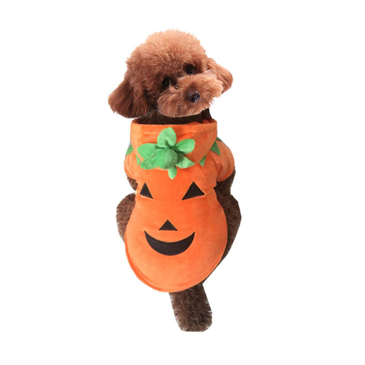Mogokoyo Dog Cat Halloween Pumpkin Costume,Pet Cosplay Costumes,Puppy Warm Outfits Fleece Hoodie Animal Autumn Winter Clothes ("L" Size)