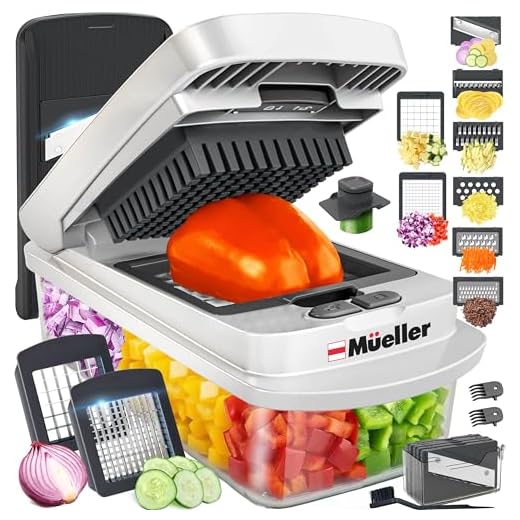 Mueller Pro-Series 10-in-1, 8 Blade Vegetable Chopper, Onion Mincer, Cutter, Dicer, Egg Slicer with Container, French Fry Cutter Potatoe Slicer, Home Essentials & Kitchen Gadgets, Salad Chopper