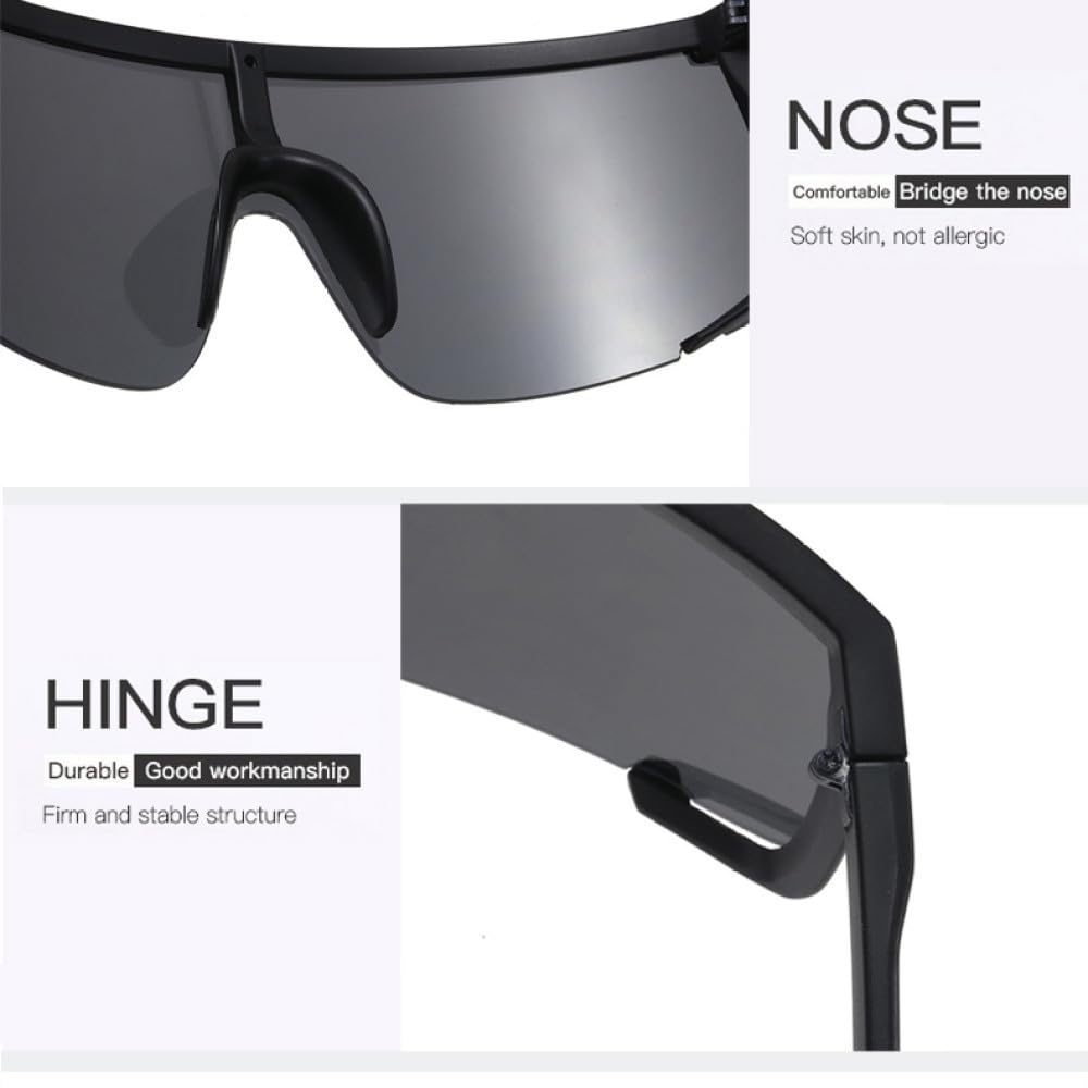 Sonnenbrille für Herren, Übergröße, Schild, Halbrahmen, Sonnenbrille für Damen, Schutzbrille, UV400