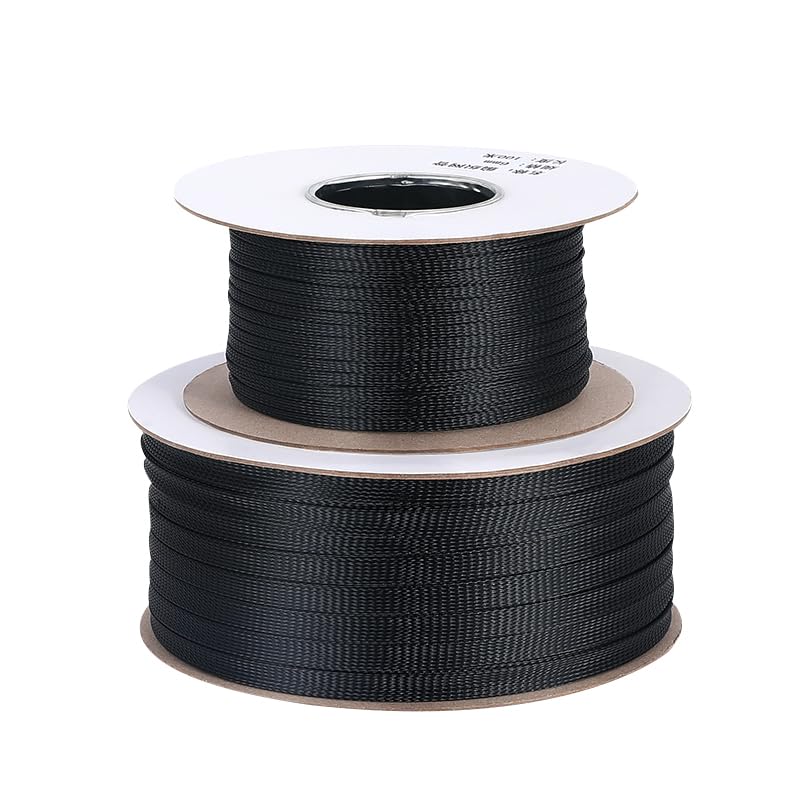 Gaine de protection isolée noire en PET de 1/5/10 m - 6/8/10/30 mm - Gaine de protection contre les étoupes - Tube en nylon ignifuge (30 mm, 100 m)