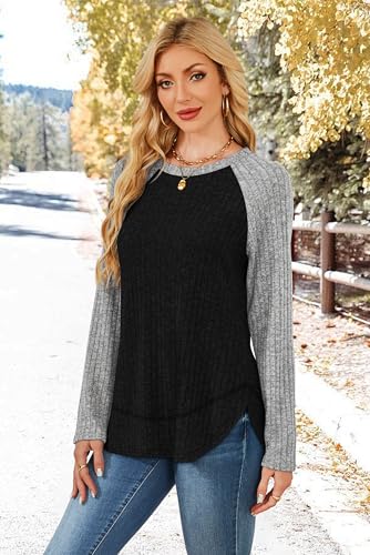 WIHOLL Long Sleeve Shirts for Women Fall Sweaters 2025 Lightweight Casual Tunic Tops Loose Fit Winter Clothing S-2XL