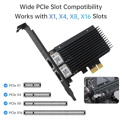 2.5GBase-T Dual Port Server Network Card with Intel Intel I226-V 2500/1000/100Mbps PCI Express Gigabit Ethernet Adapter NIC Card RJ45 LAN Controller for Windows 10/11 with Low Profile Bracket - Thumbnail 5