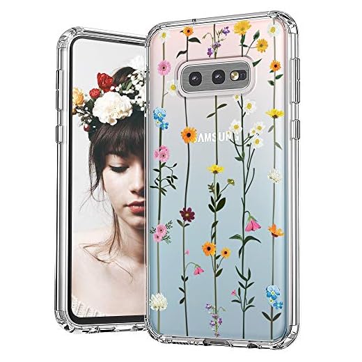 MOSNOVO Galaxy S10e fodral, vildblomma blommönster klar design tryckt transparent hårt skal med TPU stötfångare skyddande fodral för Samsung Galaxy S10e