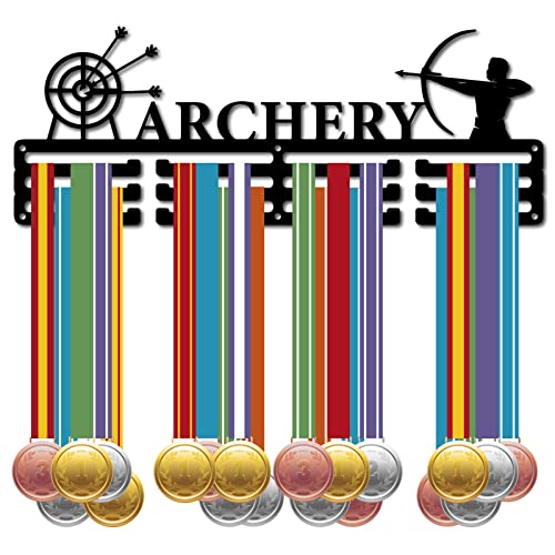 CREATCABIN Colgador Medallas Tiro Arco Soporte Medallas Deportivas Más 60 Medalla Soporte Hierro Colgar En la Pared para Colgar Pared para Medallista Corredor Gimnasia Maratón Atleta Regalo 40x15cm