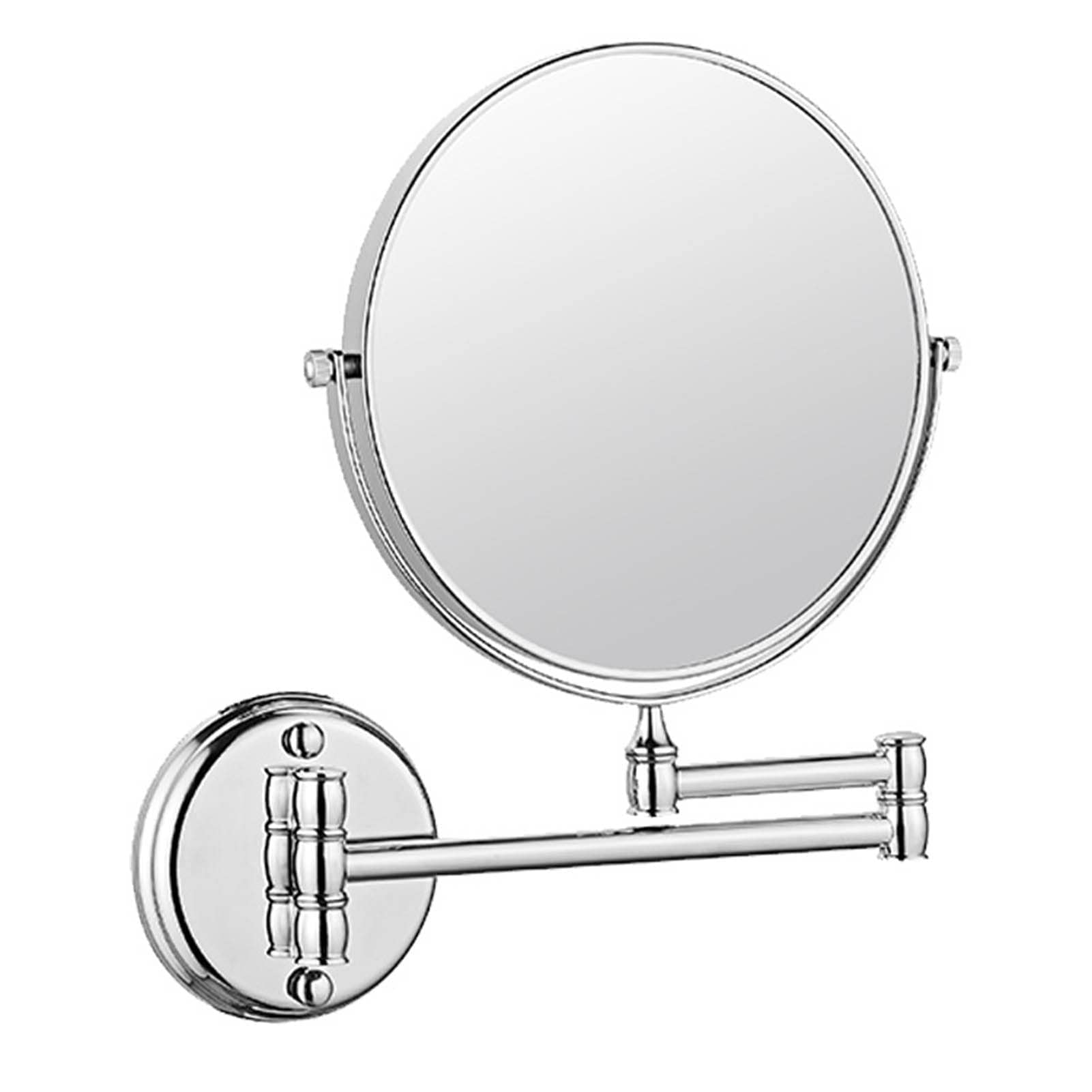 Miroir de courtoisie mural avec support miroir maquillage argent et face grossissante 3X