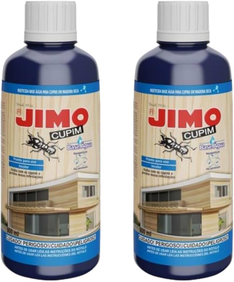 Kit C/ 2 Mata Cupim Incolor Base Água Sem Cheiro Jimo 900ml Eliminador Defensivo Mata Controle Remédio Solução Madeira