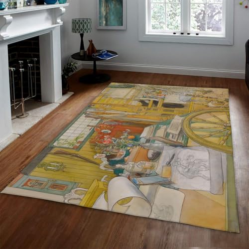 Tapis 60x90cm d art classique vintage lavable et antidérapant pour salon