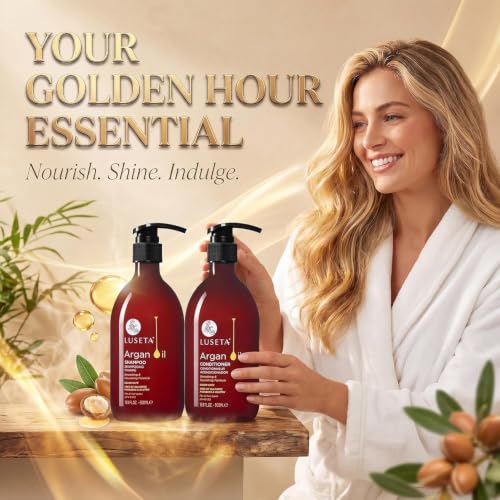 Image of Luseta Argan Oil Shampoo & Conditioner Set for Dry Damaged Hair, 2 * 16.9oz
