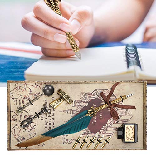 Set penna piuma, penna piuma retrò liscia, penna