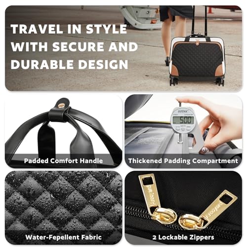 Image of Arcoyard Rolling Laptop Bag, Rolling Briefcase for Women with Waterproof Pocket, 16 Inch Computer Bag, Underseat Carry On Luggage with Multi-Wheels for Work Travel Business, Lightweight Beige Brown