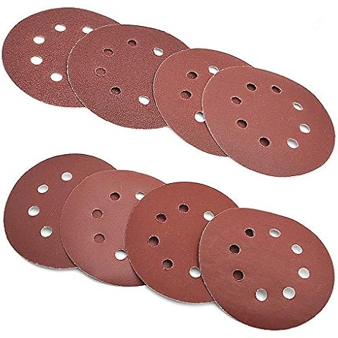 5 Inch 8 Hole Sanding Discs 80PCS - 80 120 180 240 320 400 600 800 Grit Assorted Hook and Loop Sanding Discs Sandpaper for Random Orbital Sander Pads Cover