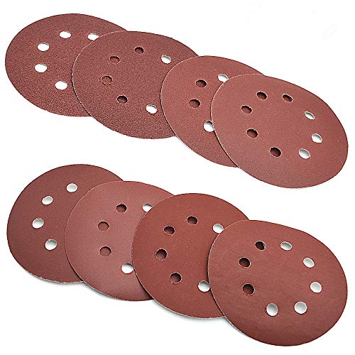 5 Inch 8 Hole Sanding Discs 80PCS - 80 120 180 240 320 400 600 800 Grit Assorted Hook and Loop Sanding Discs Sandpaper for Random Orbital Sander Pads