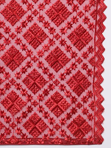 Zamour Women's Punjabi Phulkari Chope Dupatta Chunni on Organza with heavy Embroidery4