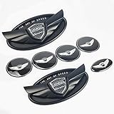 7PCS Genesis Wing Emblem Badge Front/Rear Wheel Hub Cap The Art of Speed Nameplate (Black)