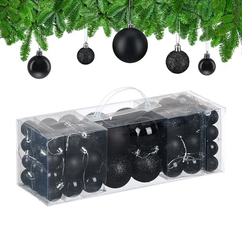 Relaxdays Weihnachtskugeln im 76er Set, Kunststoff, glitzernde, Matte,...