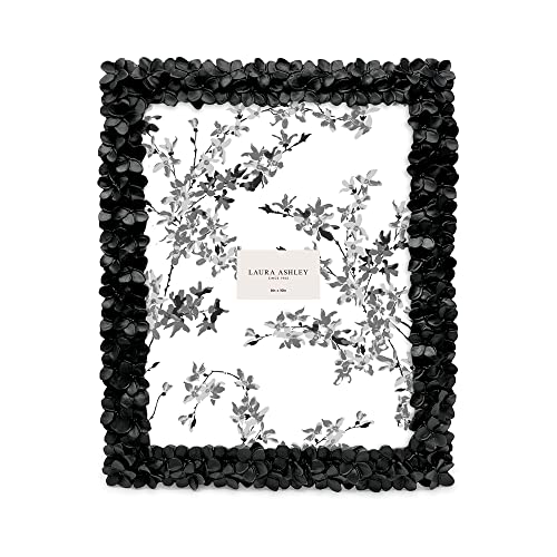 Image of Laura Ashley 8x10 Black Flower Textured Hand-Crafted Picture Frame w /Easel