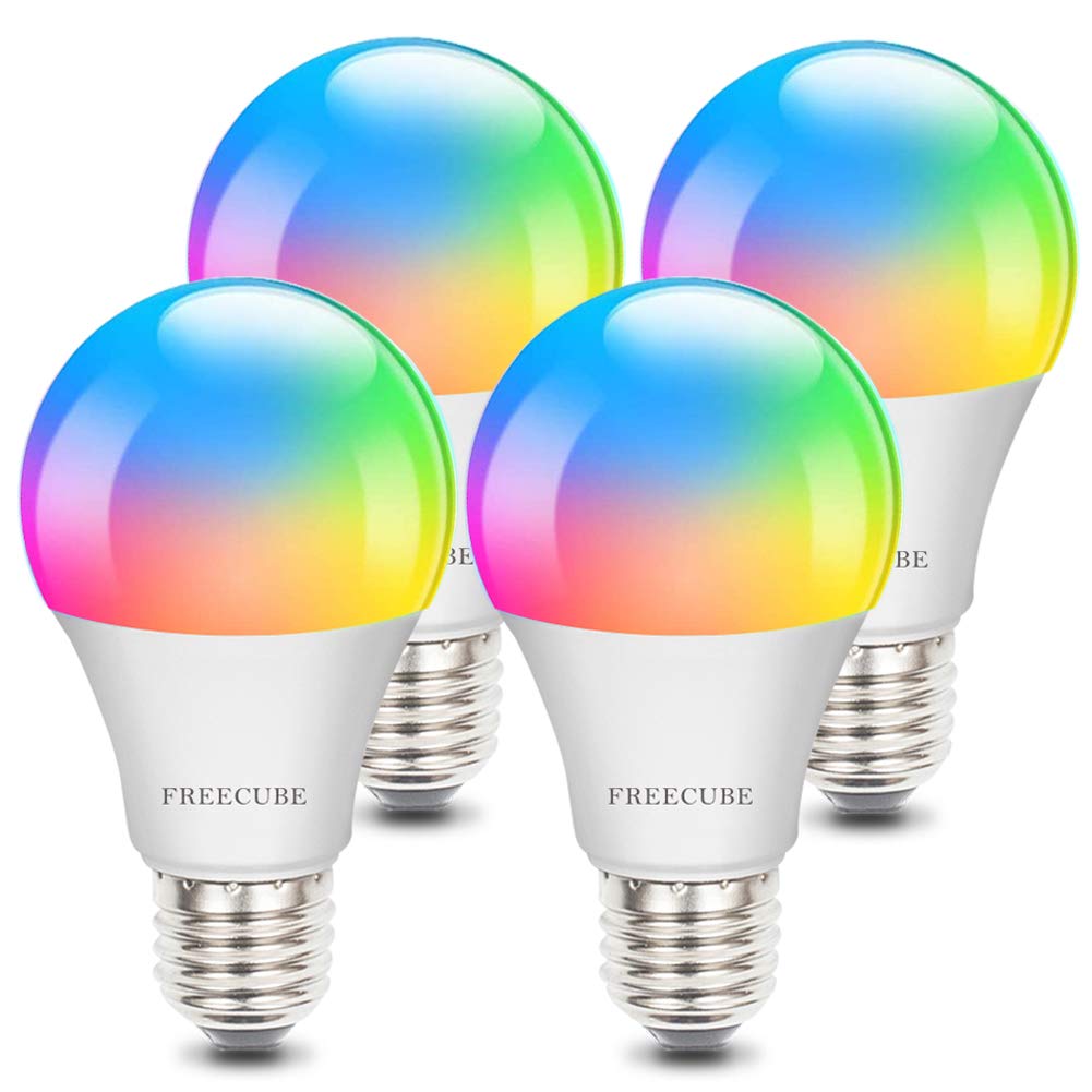 Smart Light Bulbs, Alexa Light Bulb E26 8W Dimmable RGBW Color Changing Light Bulb Work with Alexa & Google Home, Led WiFi Bulb No Hub Required, 2.4GHz WiFi Only, 4 Pack
