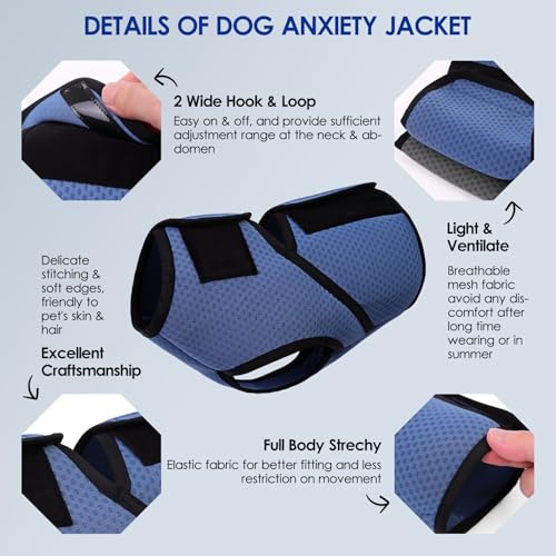 Image of KOESON Dog Anxiety Calming Vest, Breathable Dog Thunder Jacket, Adjustable Pet Stress and Anxiety Relief Shirt for Thunderstorm, Fireworks, Grooming, Vet Visit, Travel, Separation, XS-3XL