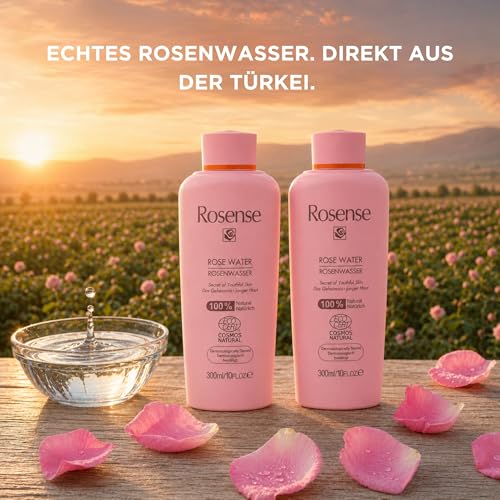 Rosense Acqua Di Rose 300 Ml - Tonico Viso Idratante, Per La Pulizia E La Cura Del Viso, Vegano, 100% Naturale - 2